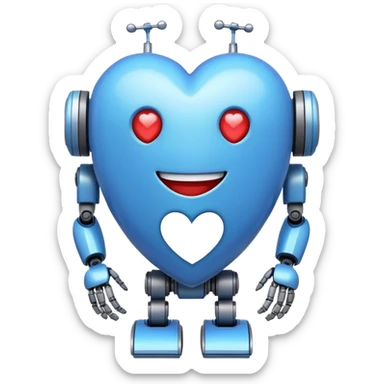 Change the diamond shape to a heart in the emoji-style smiling robot and large blue diamond sticker