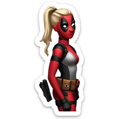 Deadpool character but she is a girl with high pony tail on top of her head sticker