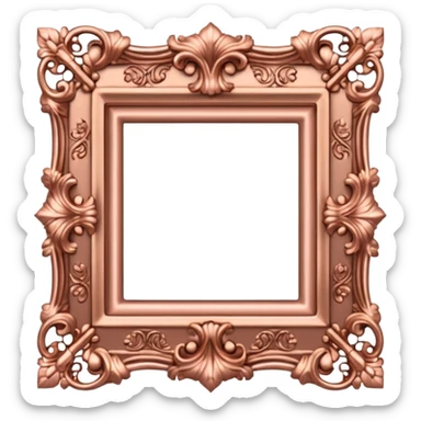 rose gold rococco square frame sticker