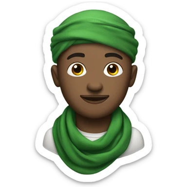 White Man with green scarf around head with tattoos  sticker