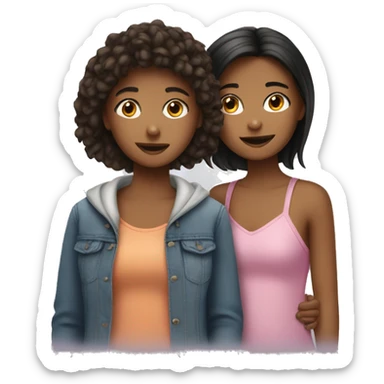 Girl with two best friend  sticker