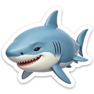 Meme-Worthy Cute Sleeping Shark Portrait Emoji, Head resting peacefully with a contented smile, showcasing a powerful, sleek build and a luxuriously soft streamlined body, eyes shut in a serene, restful drift, Simplified yet hilariously adorable features, highly detailed, glowing with a soft, drowsy light, high shine, relaxed and utterly lovable, stylized with an air of playful laziness, bright and heartwarming, soft glowing outline, capturing the essence of a comically sleepy shark, so meme‐worthy it feels like it could instantly become the next viral sensation of adorable oceanic slumber! sticker