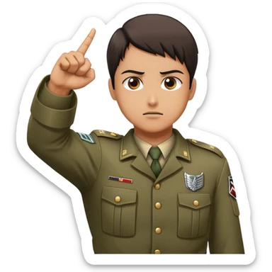 soldier doing the Attack on Titan salute with fist on chest, military salute with right fist over heart sticker
