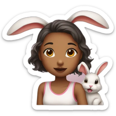 rabbits kiss girl with harts  sticker