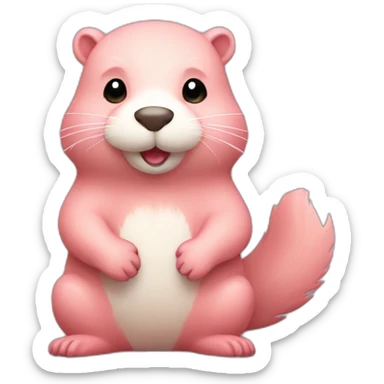 light pink fur cute beaver with big tail sticker