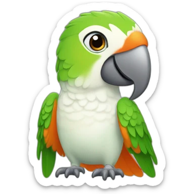 Green and white lil' female parrot with orange peak sticker