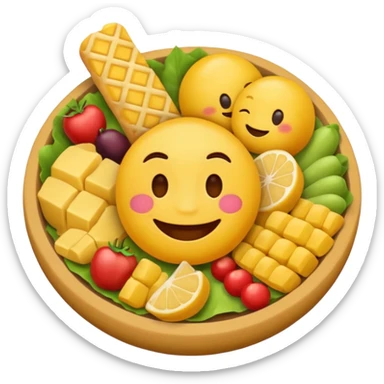 Emoji eating a ton of food sticker