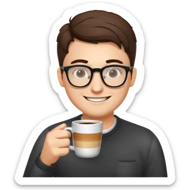 web developer, coffee, glasses, mid 20 sticker