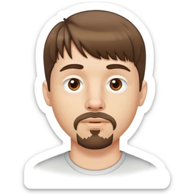  white male, short medium brown colored hair with bangs and goatee, nose and lip piercing sticker