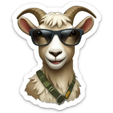 cool goat with sunglasses, rock climbing sticker