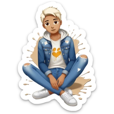 (white paint splatter) on jeans lap sticker