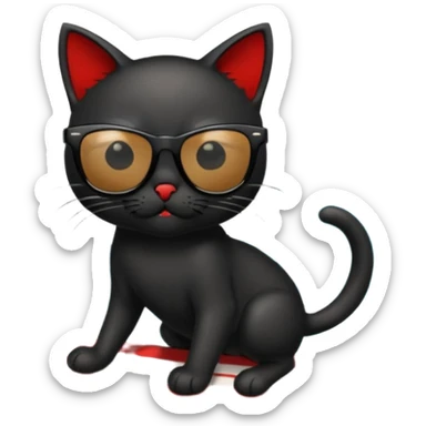 a bad kitty on the waves. make the cat look devlishish with a pair of black ray bans wayfers on. surfing  sticker