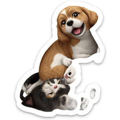 cats and dogs in box sticker