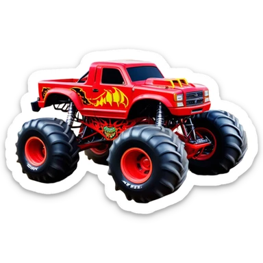 El Toro Loco - Monster Jam (Model Year: 2022) (Iconic colour: Red with horns) - An eye-catching monster truck with a wild, rebellious design in bold red. Include stylized, large horn graphics and aggressive facial elements that evoke a bull-like, ferocious appearance, exuding daring and unstoppable force. sticker