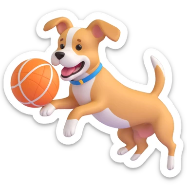 dog chasing ball in forrest, close up pose sticker