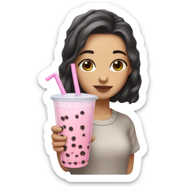 Light Pink boba tea realistic  sticker