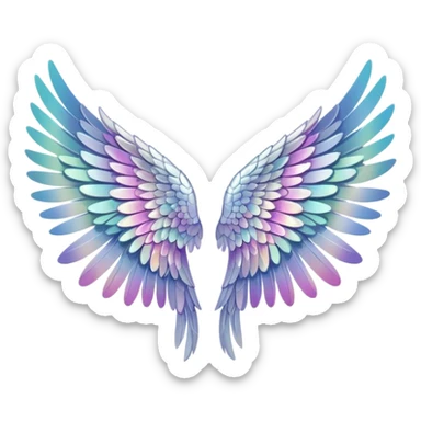 iridescent angel wings sticker