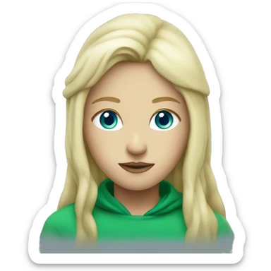 nordic pleiadian in green clothing with thin face long blonde hair and blue eyes sticker