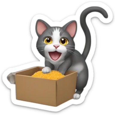 Cat Catching a rat sticker