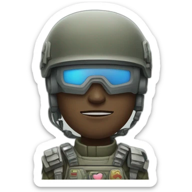 A cyborg soldier who want peace and love sticker