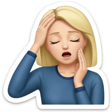 Actress dramatic faint backwards with hand on forehead, mouth open, eyes closed sticker