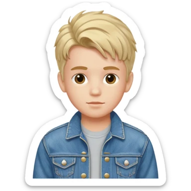 boy with 80s hairstyle and wears fancy denim jacket sticker