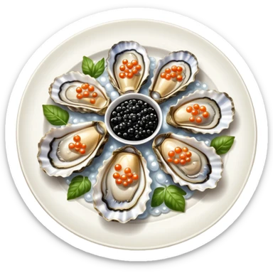 Plate of oyster topped with caviar  sticker