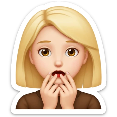 Girl holding hands over throat emote emoji sticker