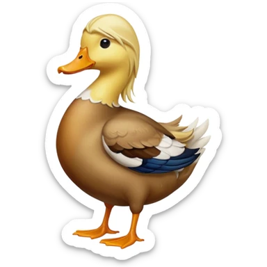 duck with long blonde hair sticker