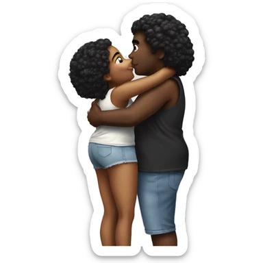 black fat boy kiss beautiful skinny black girl sticker