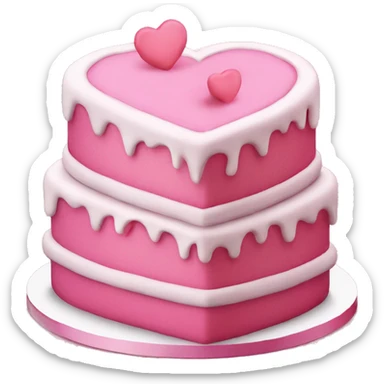 Pink heart shaped birthday cake sticker