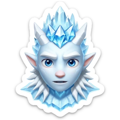 ice creature portrait, head and shoulders only, frozen crystal skin, glowing blue eyes, frost aura, sharp icy textures, fantasy winter vibe, 3D cartoon, mobile game icon style, clean background, no text, no watermark
 sticker