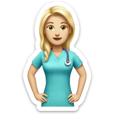 Blonde female veterinarian wearing pink scrubs sticker