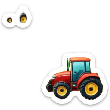 colorful rural landscape, inspired by farming simulators like Farming Simulator 22. The design shows fields, tractors, and barns, with vibrant crops and animals in the background. The peaceful farming scene symbolizes the immersive experience of managing a farm, with a transparent background sticker