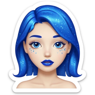 blue lipstick with glitter sticker