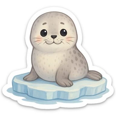 cute seal sitting on ice sticker