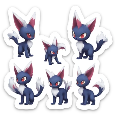 Edgy Cool Chibi Sneasel-Quilava-Absol-Pokémon-Fakémon-fusion-cat Full Body sticker