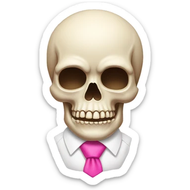 Skull with a cute pink tie in his forehead  sticker