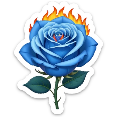Blue rose in flame sticker