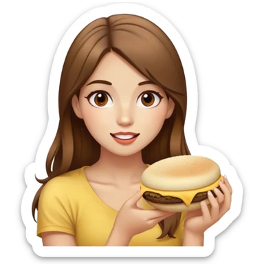 Chica blanca cabello marrón con balayage rubio comiendo arepa venezolana  sticker