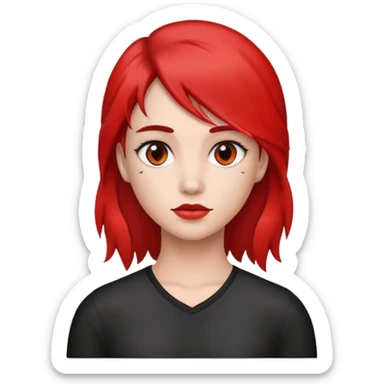 Girl with half red half black mullet sticker
