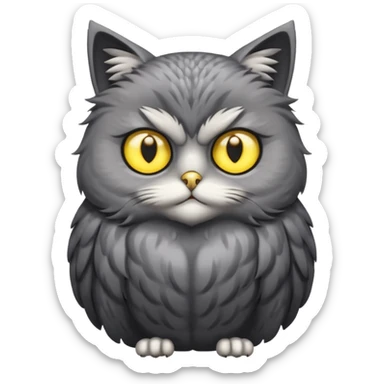 A cat with a owl body sticker