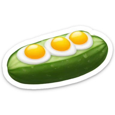 Tan cucumber with two eggs sticker