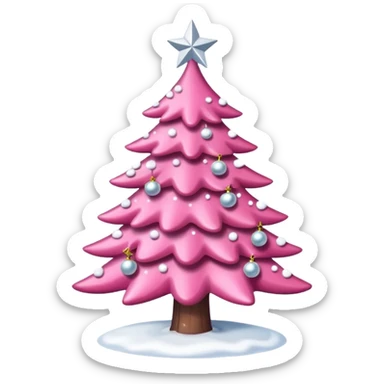A pink Christmas tree with snow White glitter decorations sticker