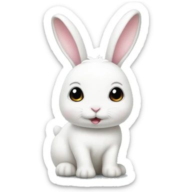 Cute little White bunny with a question mark above her bunny head sticker