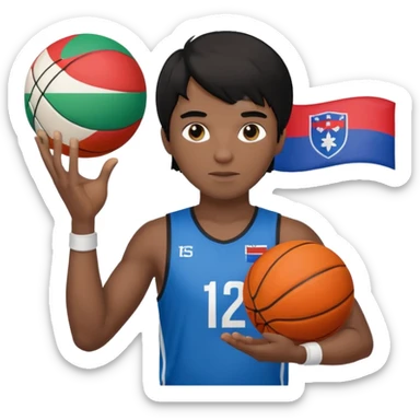 light black skin guy black hair in one hand basketball ball and in other Slovenia flag no this.. 🇸🇮  sticker
