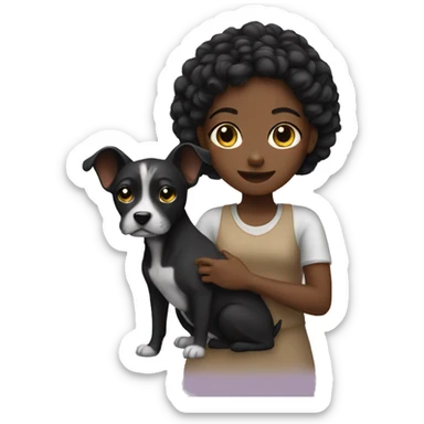black gir holding dog sticker