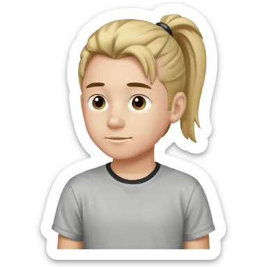 boy with ponytail, 3/4 view sticker