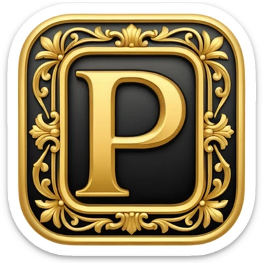 The letter "P" in black and gold sticker