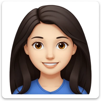 Yo, de cabello largo y oscuro, piel blanca, ojos café, tierna  sticker